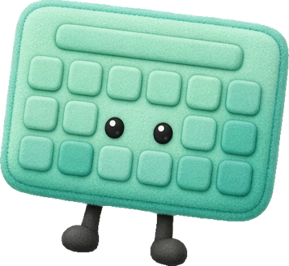 Kuartal Agents mascot: a plush green calculator